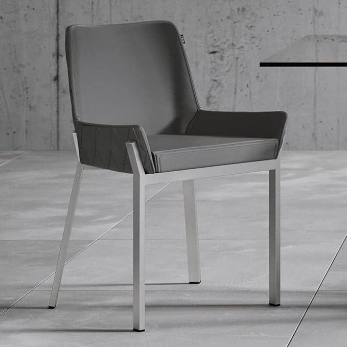 ZURI Sydney Gray Leatherette Dining Chair with Brushed Stainless Steel Legs