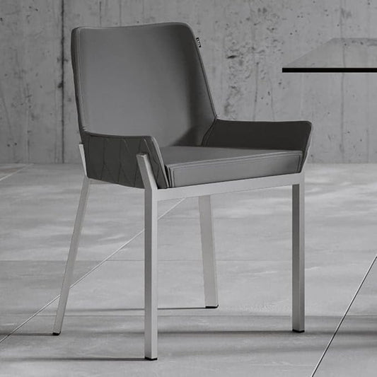 ZURI Sydney Gray Leatherette Dining Chair with Brushed Stainless Steel Legs