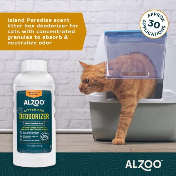 Cat Litter Deodorizer, Concentrated Granules Absorb & Help Neutralize Odors, 100% Plant-Based Active Ingredients, Up to 30 Uses, Island Paradise Scent, 26.6 Oz., Pack of 2