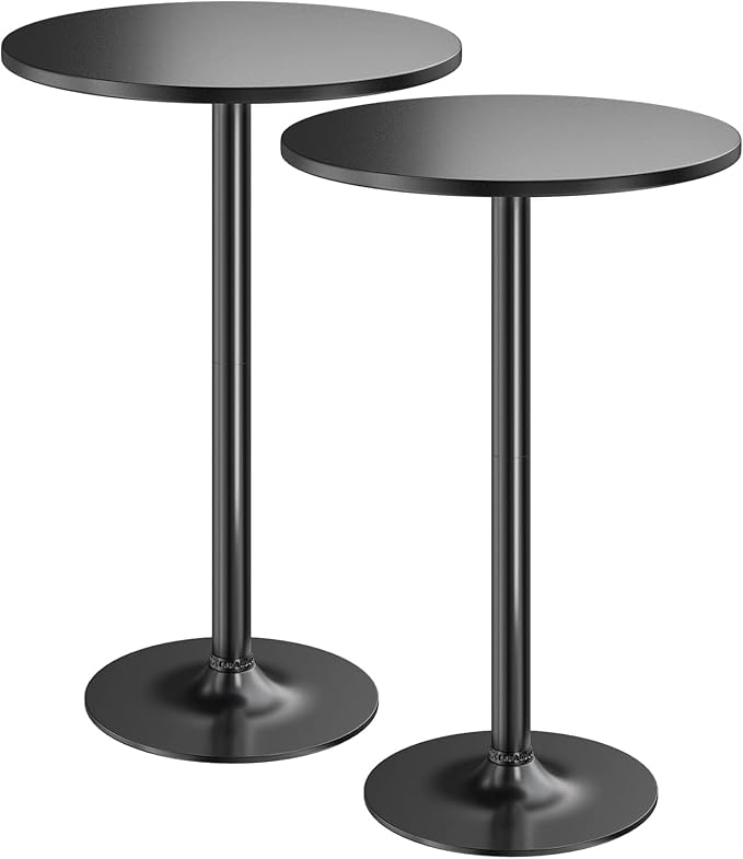 Homall Round Dining Table Bistro Pub 23.8 x 39.5 Inches Bar Table for Kitchen, Dining Room (2, Full Black)