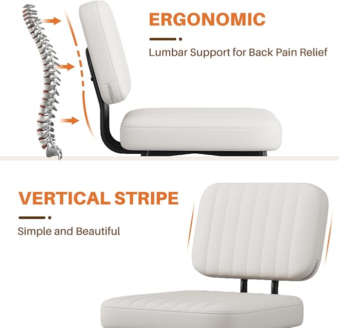 Dining Chairs Set of 4, Upholstered Mid Century Modern Kitchen Dining Room Accent Chairs with Faux Leather Cushion Seat & Metal Legs for Kitchen, Living Room (White, Set of 4)