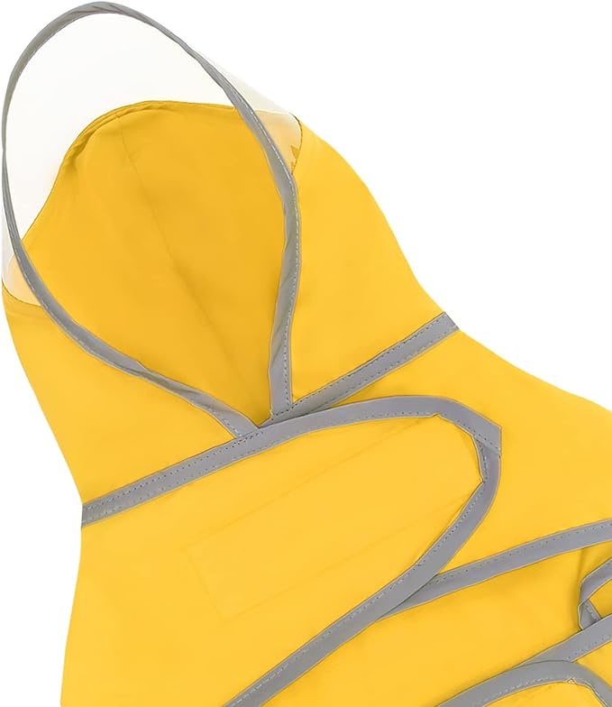 HDE Dog Raincoat with Clear Hood Rain Jacket Poncho for Small Medium Large Dogs Yellow - XXL