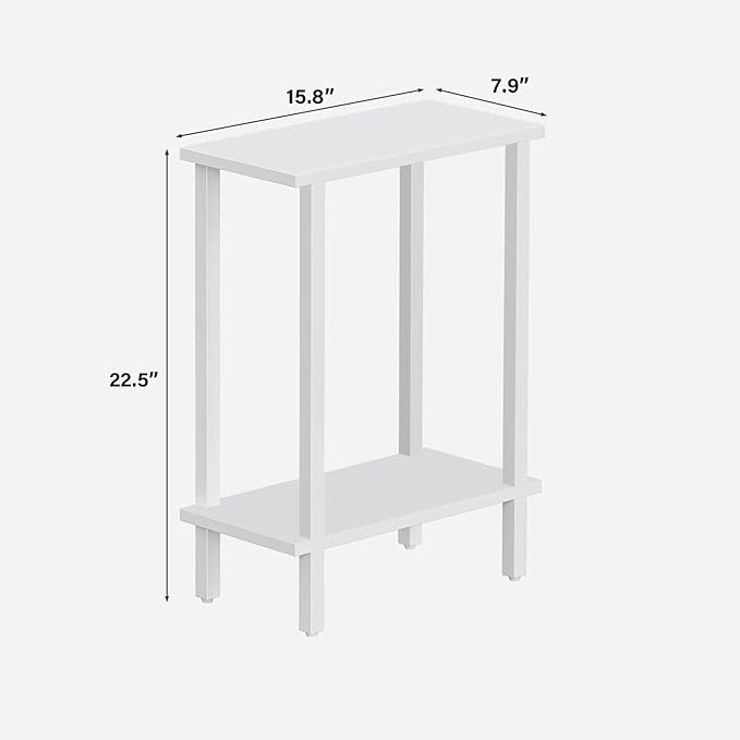 TUTOTAK Small Side Table, Narrow End Table, Set of 2, Skinny Sofa Table, Slim Nightstand, Couch Table, Living Room, Bed Room, White TB01BW0622