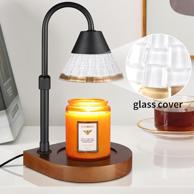 Dimmable Candle Warmer Lamp with Timer, Electric Wax Melt Warmer for Scented Jar Candles Adjustable Height Mothers Day Birthday Gifts for Women Mom Grandma, Home Offices Decor Light(White Glass)