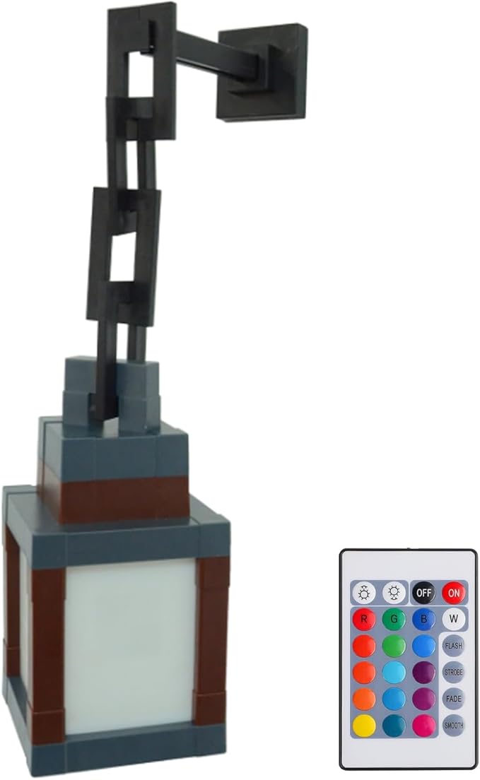 Pixelated Lantern Night Light, 2026 Xmas Gift LED 16 Colors Change Hanging Lantern Lamp from Minecraft - Rechargeable Wall Tabletop Night Lights for Gamer Boys Girls Man Bedroom Game Room Wall Decor