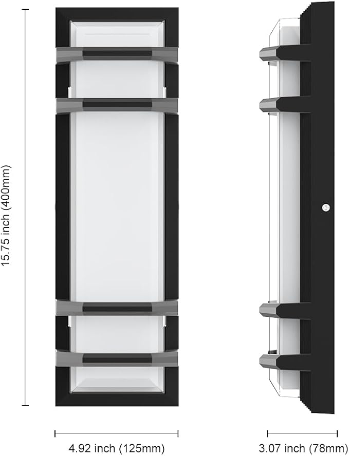 Sytmhoe16in Outdoor Wall Lights, 2packs 6000K LED Dimmable Modern Porch & Patio Wall Light Fixture, Black Exterior Sconce Wall Mounted Lights for Garage Living Room Courtyard House(2Packs)