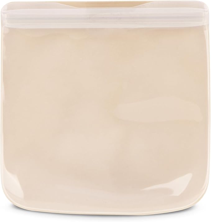 W&P Porter Silicone Reusable Storage Bag, Sandwich (34oz Flat), Oat, Food Storage Container, Microwave and Dishwasher Safe, Easy Cleaning