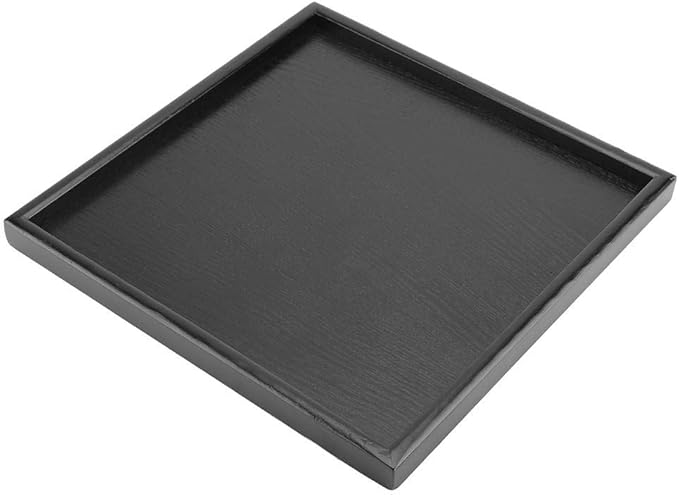 Solid Wood Serving Tray Rectangle Shape Tea Coffee Drinks Plate Snack Food Meals Breakfast Restaurant Platter Dining Tableware(12.5 x 12.5 inch)