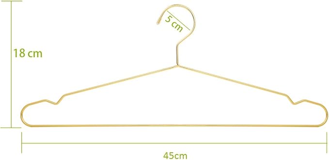 17.7" Strong Metal Wire Clothes Hangers, Coat Hanger, Standard Suit Hangers, Metal Shirt Dress Hanger Rack, 30 Pack, Gold