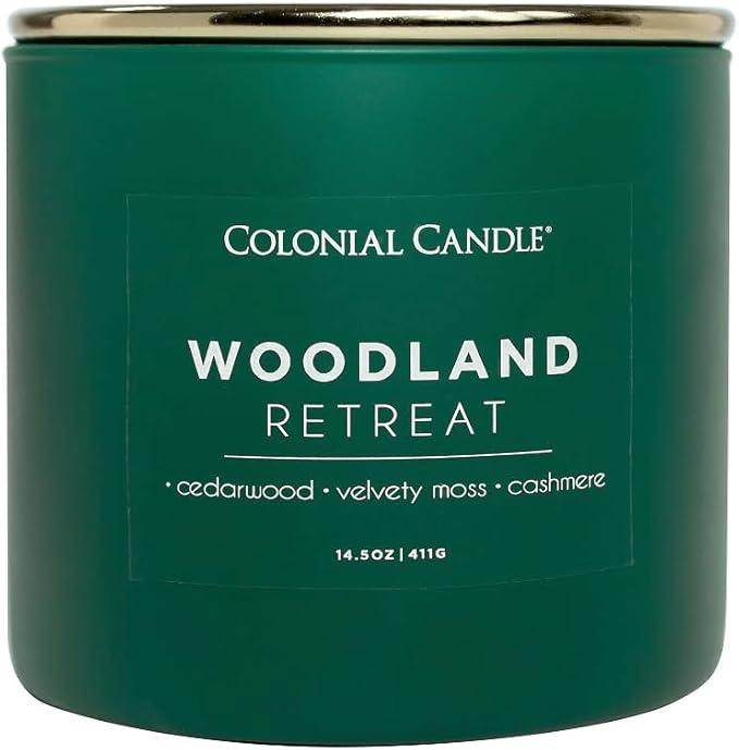 Colonial Candle Woodland Retreat Scented Jar Candle, Pop of Color Collection, 3 Wick, 14.5 oz - Up to 60 Hours Burn