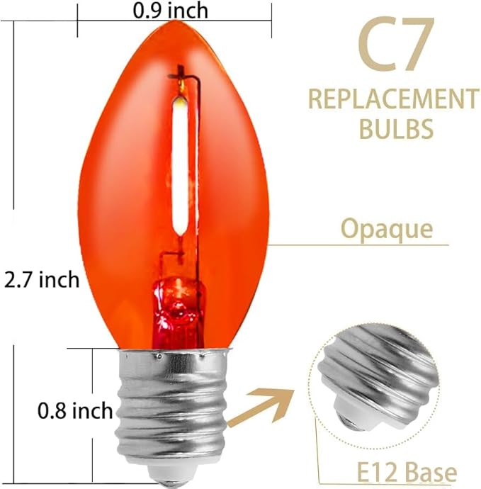 Couah C7 Christmas LED String Lights, 25Ft C7 Vintage Clear Multicolor Lights with 27 Colorful LED Bulbs (2 Spare) for Indoor Home Outdoor Backyard Wedding Party Christmas Decorations