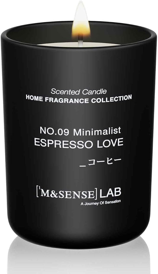 M&SENSE Natural Soy Candle| Espresso Love | 8.82 oz, 50H Burn | Minimalist Christmas Scented Candle for Relaxation, Gifting, Home Décor | for Bedroom, Office, Party Medium