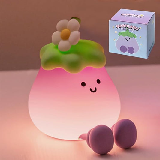 Eggplant Night Light for Adults Kids,Cute Silicone Dimmable Sleeping Decoration Nursery Nightlight,Rechargeable Bedside Touch Table Lamp for Christmas Gifts Kawaii Room Decor
