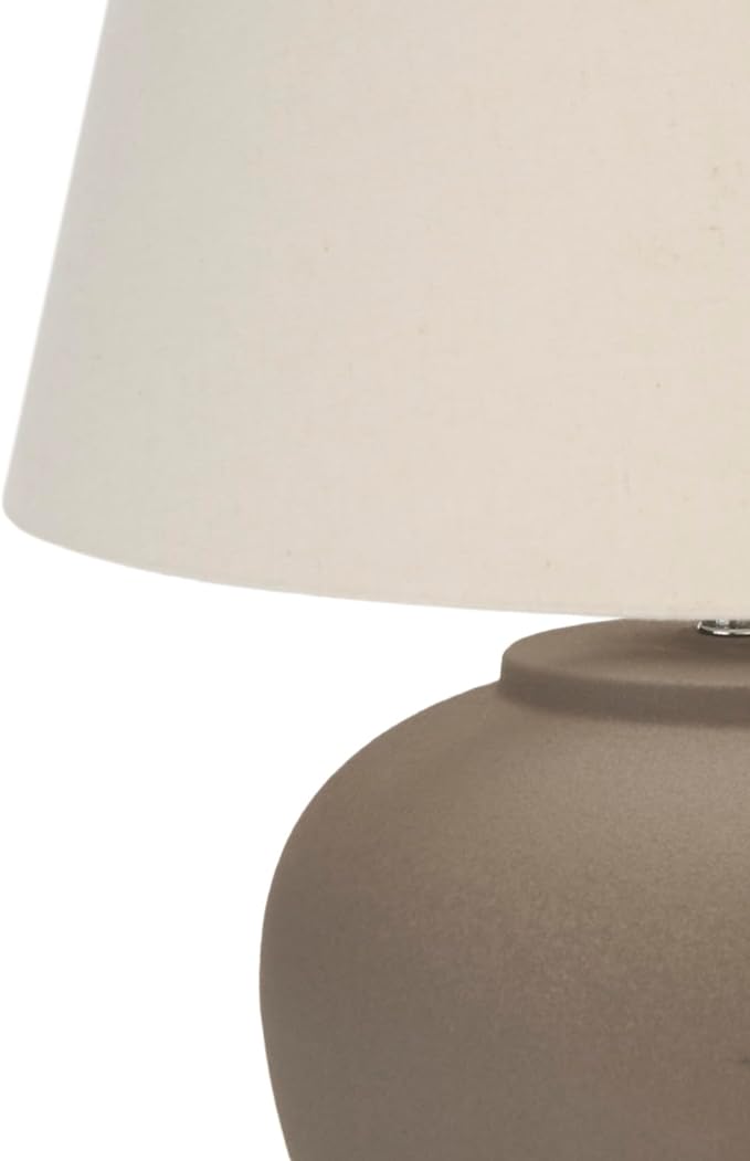 Nourison Home 20" Brown Ceramic Pot Table Lamp for Bedroom, Living Room, Console, Entryway