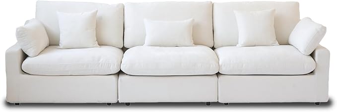 WJShome Modern Middle Module Couch for Living Room, Cushion Covers Removable, Minimalist Comfy Breathable Sofa,White