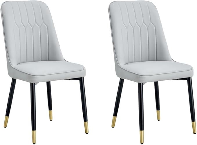 Dining Chairs Set of 2，Modern Dining Chairs, Equipped with PU Leather Backrest Cushions and Black Metal Legs, Suitable for Restaurants, Kitchens, and Dining Room Chairs
