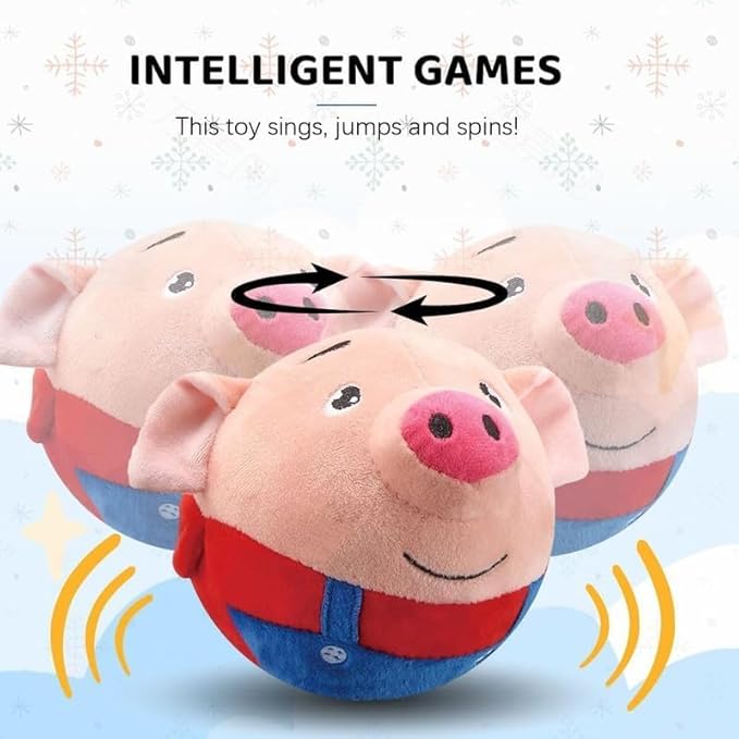 Active Moving Pet Plush Toy Interactive Dog Toys, Squeaky Moving Dog Ball Toy, Washable Cartoon Pig Plush Sound Electronic Dog Toy, Shake Bounce Boredom Talking Toys for Dog Pets Cats1
