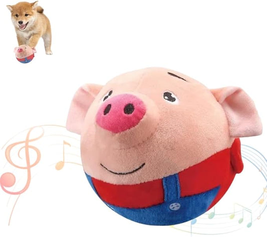 Active Moving Pet Plush Toy - Upgraded Interactive Squeaky Dog Toy for Small to Medium Sized Dogs, Bouncing and Washable (Red Pig)