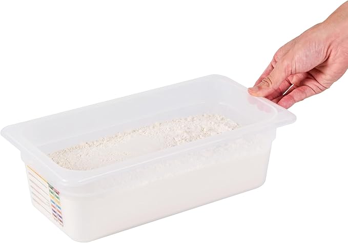 Restaurantware Food Storage Container 1 Pack of 12.7 x 6.8 x 3.9 Inches Plastic Stackable Storage Box White Reusable Label Container Dishwasher Safe For Restaurants And Kitchens