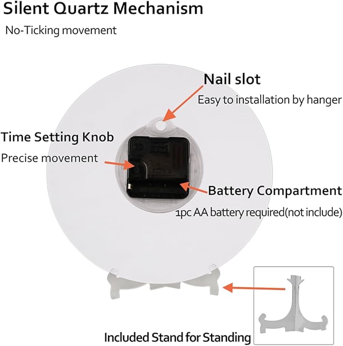 Vintage Vinyl Record CD Wall Clock Battery Operated 10 in Round Wall Clocks Slilent Non Ticking Quartz Analog Clock for Bedroom Kids Living Room Classroom Decor