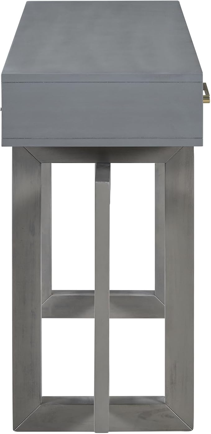 Knocbel Long Console Table with 3 Drawers and Handle, Elegant Entryway Sofa Table End Table with Cross Sled Base for Living Room Foyer, Corridor 15.7" D x 57" W x 30.6" H Antique Gray