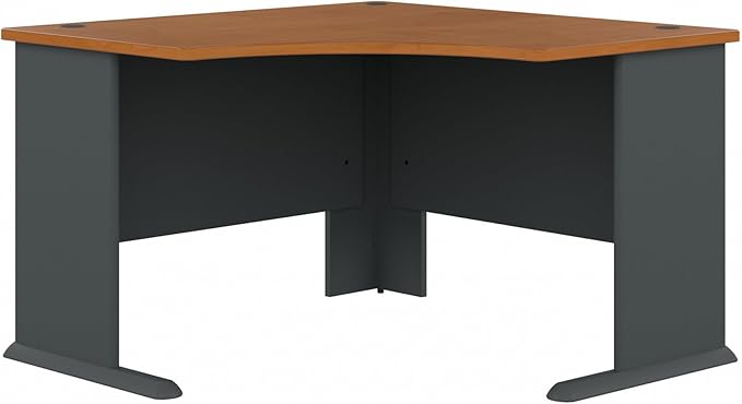 Bush Business Furniture Series A 48W Corner Desk in Natural Cherry and Slate, Compact L Shaped Workstation, Office Desktop Solution for Workspace