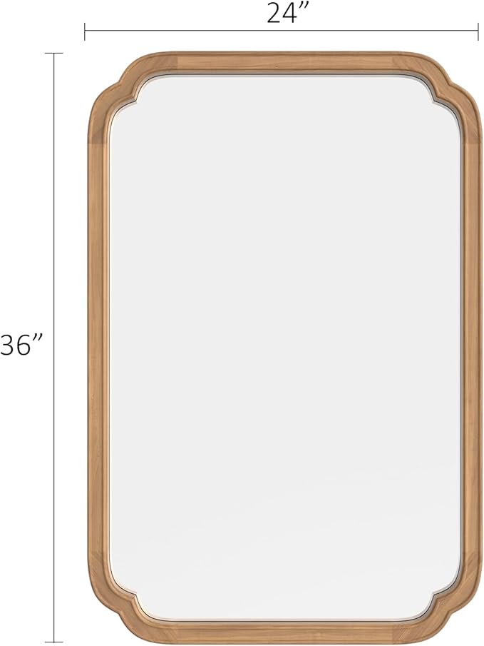 HOMECOOKIN Wood Bathroom Mirrors for Wall Mounted, 24" x 36" Rustic Wood Frame Wall Mirrors Decorative for Living Room or Bedroom Vanity Mirror (DH) A
