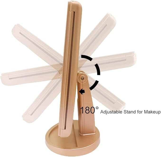 Trifold Makeup Mirror Vanity Mirror with Lights,1X 2X 3X Magnification,Touch Screen,180 Adjustable Rotation,Portable Travel Bathroom Cosmetic Mirror