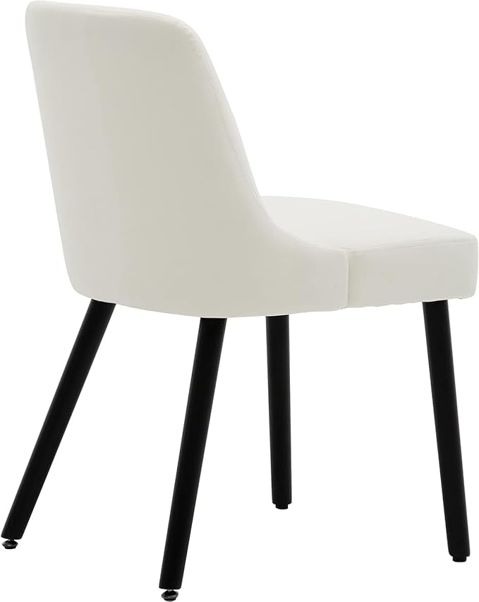 MINCETA Dining Chair,Morden Wood Leg Upholstered Kitchen Chair Set of 4,PU in Cream White