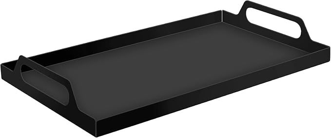VANRA Metal Serving Tray Portable Bed Tray with Handles for Coffee Table, Living Room, Kitchen and Bathroom (Black)
