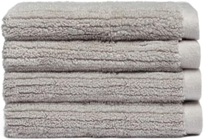 Cozy Earth Ribbed Washcloth Set - 60% Cotton 40% Viscose from Bamboo Bathroom Washcloths - Soft & Absorbent Textured Ribbed Pattern - 4 Pack Light Grey