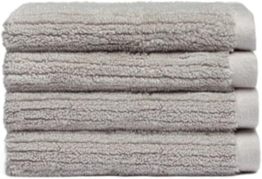Cozy Earth Ribbed Washcloth Set - 60% Cotton 40% Viscose from Bamboo Bathroom Washcloths - Soft & Absorbent Textured Ribbed Pattern - 4 Pack Light Grey