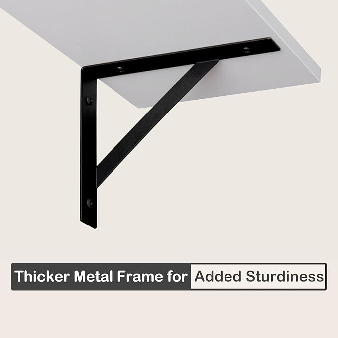 DINZI LVJ Long Wall Shelves, 39.4Inch Wall Mounted Shelves Set of 2, Easy-to-Install, Wall Storage Ledges with Sturdy Metal Brackets for Living Room, Bathroom, Bedroom, Kitchen, White