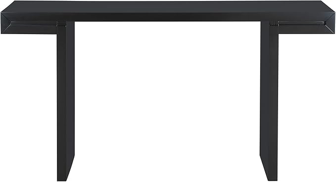 Modern U-Style Console Table, 60-Inch Black MDF Entryway Table with Geometric Design, Painted Finish, Adjustable Feet for Living Room, Hallway, 60 x 15.7 x 31.7 Inches