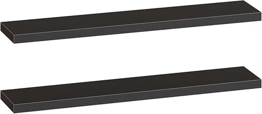HOOBRO Floating Shelves for Wall, Wall Mounted Shelf Set of 2, 55" Hanging Shelf with Invisible Brackets, for Wall in Bathroom, Bedroom, Toilet, Kitchen, Living Room, Office, Black Bk140BJP201