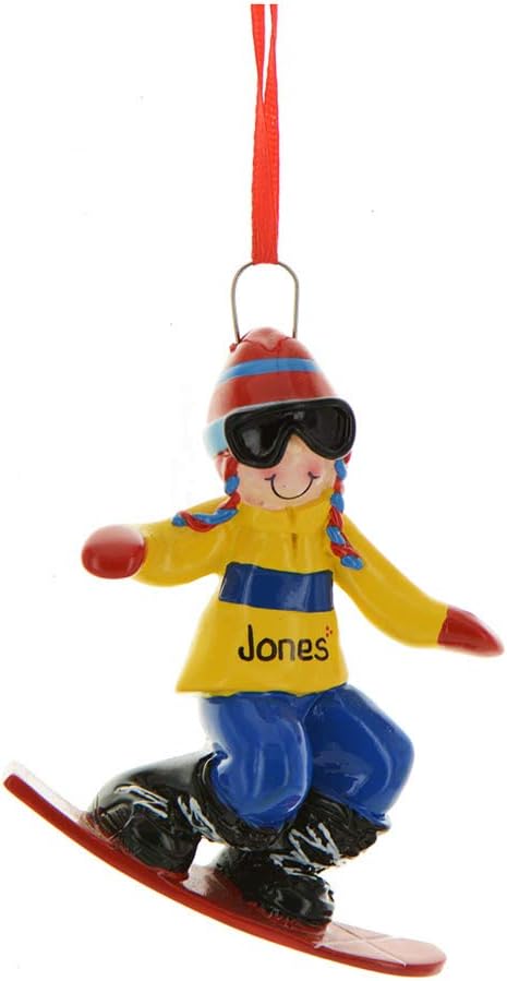 Personalized Snowboarding Christmas Ornament 2025 - Yellow Jacket Snowboarder Ornament Outdoor Fun Snowmobile Snowboarding Ornaments for Christmas Tree Snow for Ornaments by Elves