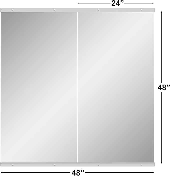 Ruomeng Home Gym Mirror, 48"x24" Gym Mirrors for Wall (2PCS), Frameless, Tempered Glass, Large Workout Mirrors for Home Gym, Dance Studio, Yoga Room, Garage Gym