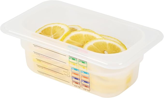 Restaurantware Food Pans Pack of 10 Plastic Rectangle Food Containers 1/9 Size with Traceability Label, Storage Containers Dishwashable Hot Cold Friendly for Restaurants Buffet Commercial Use