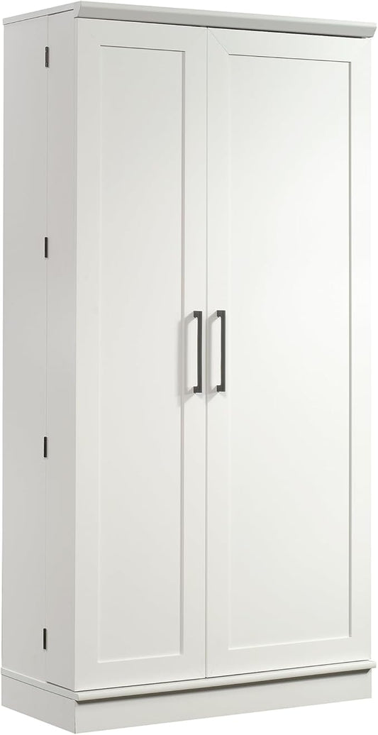 Sauder HomePlus Kitchen Storage Pantry Cabinet with Swing Door Storage and Adjustable Shelves, in Soft White finish