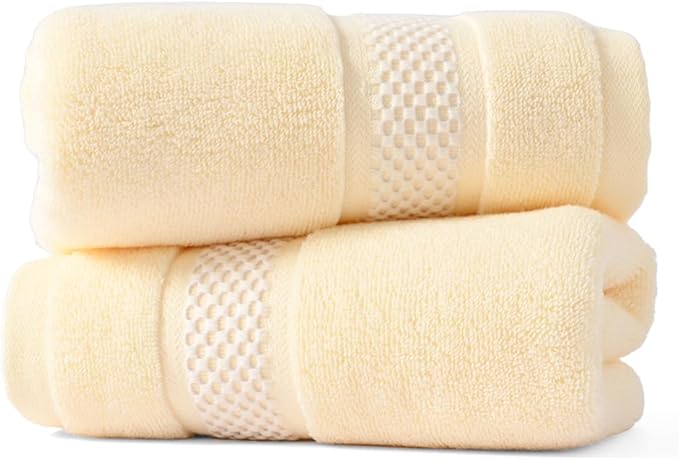 sense gnosis Beige Hand Towel Set of 2 Absorbent 100% Cotton Quick Dry Super Soft Hand Towels for Bathroom 13 X 29 Inches