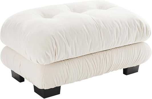 White Ottoman for Modular Sectional Sofa, Ottoman Seat for Convertible Sectional, Chenille Sofa Couch for Living Room, Bedroom, Apartment