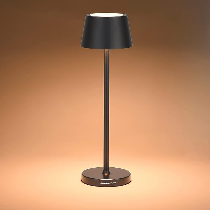Cordless Table Lamps Set of 2,with Touch Dimming and IP54 Waterproof Function Desk Lamp,Suitable for Indoor and Patio Lighting Black 2 Pcs