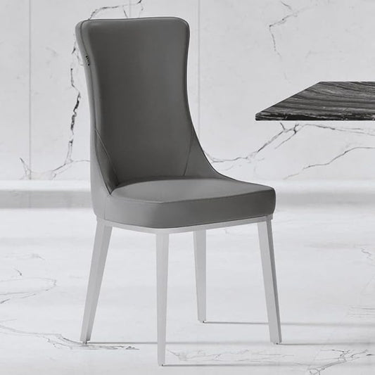 ZURI Modern Norma Dining Chair - Dark Gray with Brushed Stainless Steel Base