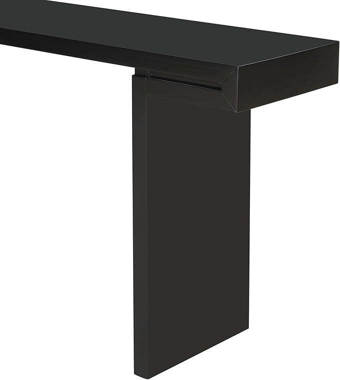 Modern U-Style Console Table, 60-Inch Black MDF Entryway Table with Geometric Design, Painted Finish, Adjustable Feet for Living Room, Hallway, 60 x 15.7 x 31.7 Inches