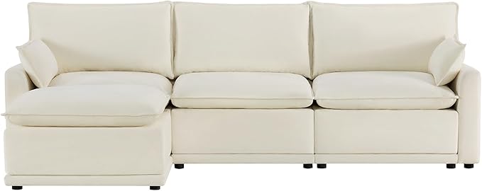 CHITA 113" Oversized Cloud Sectional Couch, Modern Modular Sectional Sofa Set for Living Room, 4 Seater L Shaped Couch, Cream