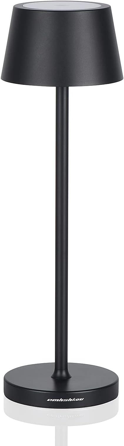 Rechargeable LED Desk Lamp Cordless,with IP54 Waterproof Function and Touch Dimming Table Lamps,Suitable for Indoor and Patio Lighting Black