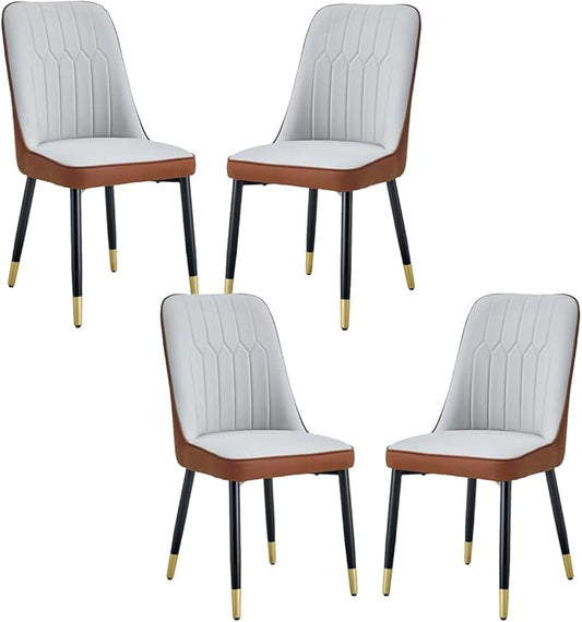 Dining Chairs Set of 4，Modern Dining Chairs, Equipped with PU Leather Backrest Cushions and Black Metal Legs, Suitable for Restaurants, Kitchens, and Bedrooms Dining Room Chairs