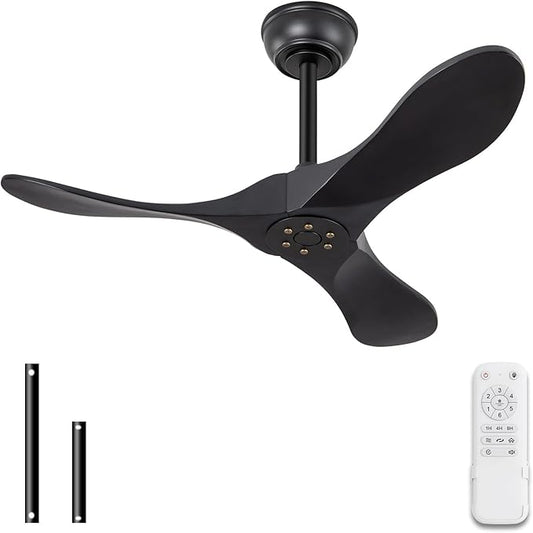 36 Inch Solid Wood Black Ceiling Fan with Remote,Ceiling Fan no Light,6 Speeds,Noiseless,Reversible DC Motor,Modern Ceiling Fans without Lights for Bedroom Farmhouse Kids Room