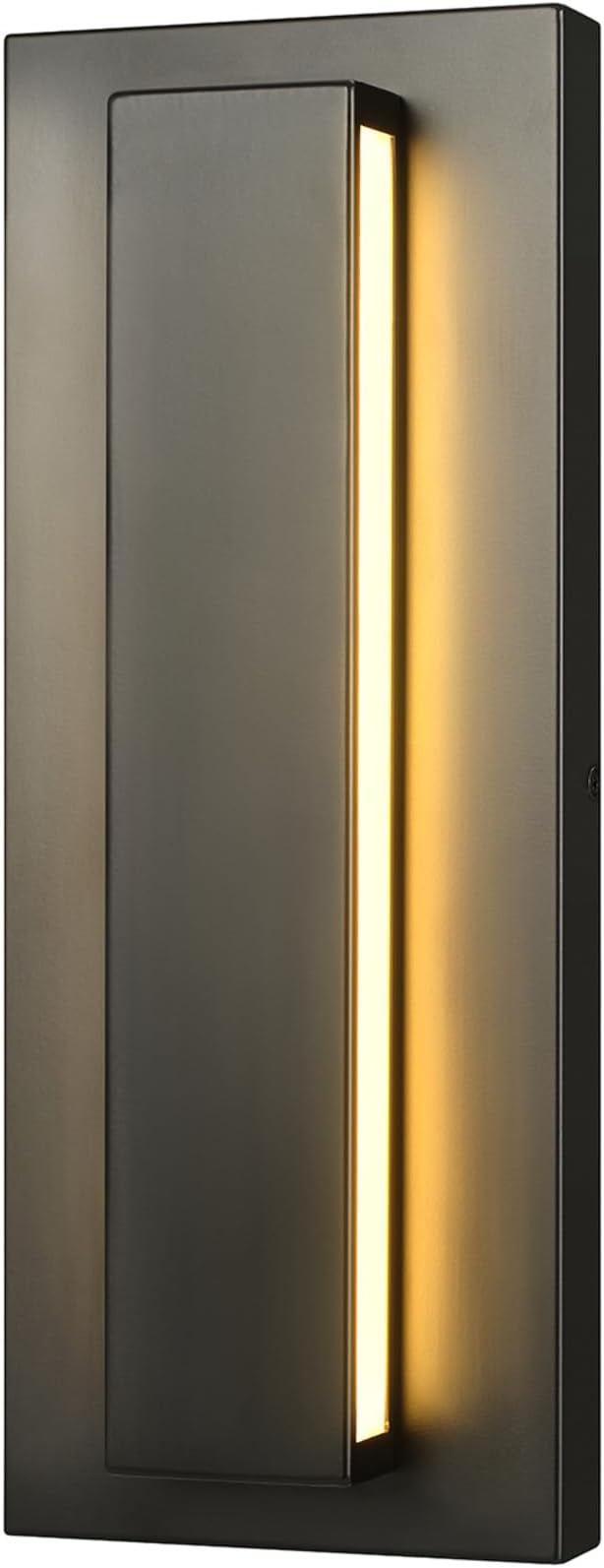 GLOBE Electric 60000172 15W LED Integrated Outdoor Wall Sconce, Matte Black, Frosted Acrylic, 600 Lumens, 2700 Kelvin, 90 CRI