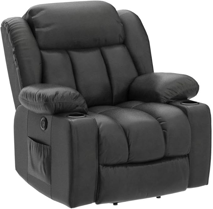 PARKOL Power Lift Recliner Chair for Elderly Breathable Leather Recliner Chair with Massage and Heat for People Limited Mobility (Sliver Gray, Small)